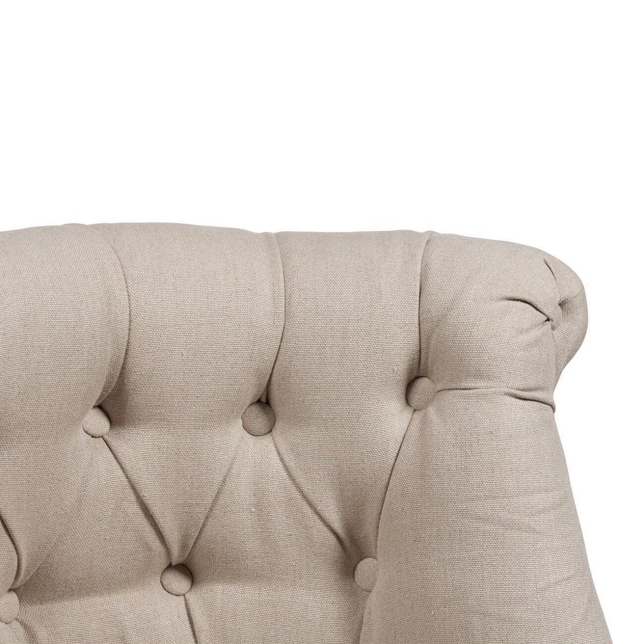 Кресло мягкое с деревянными ножками бежевое Sophie Tufted Slipper Chair - изображение 2