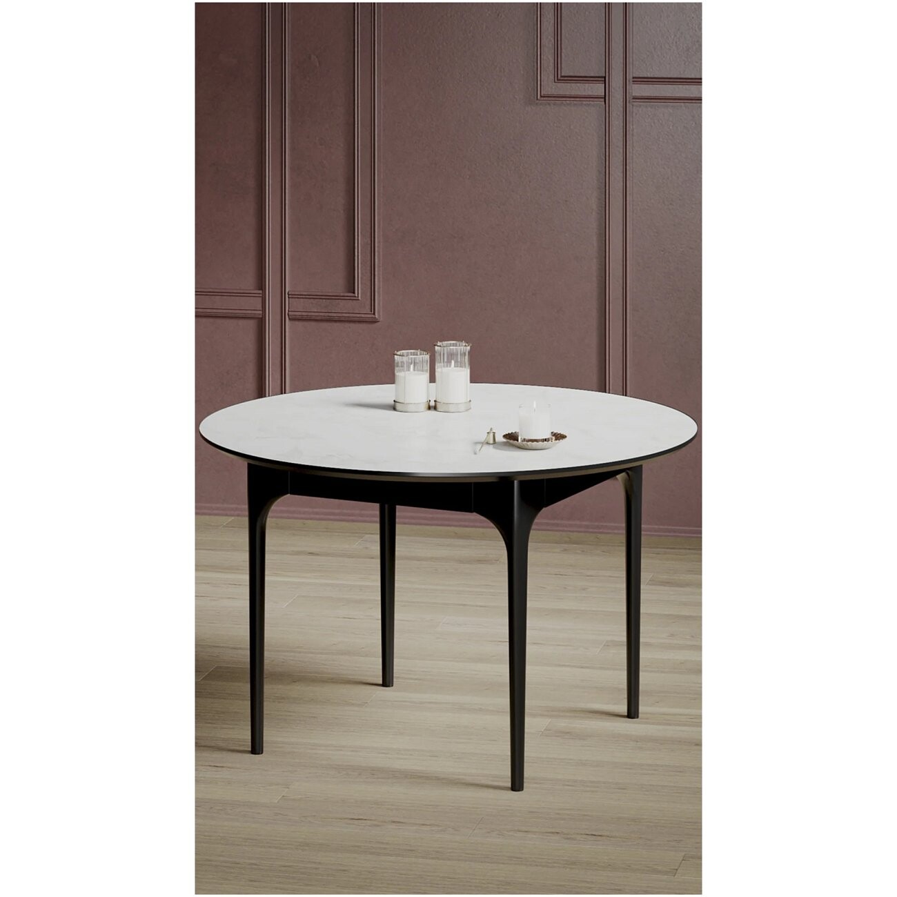 Стол обеденный круглый 80 см шпон ореха белый, черный Климт - изображение 2