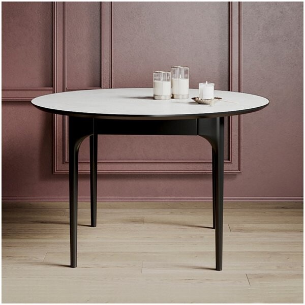 Стол обеденный круглый 130 см HPL clean touch белый, черный Климт - изображение 1