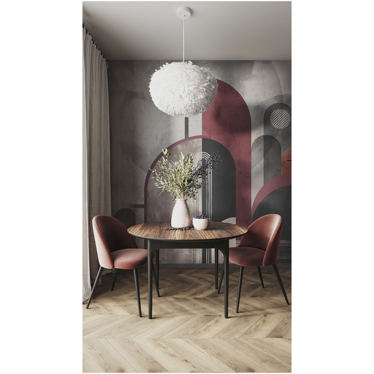 Стол обеденный круглый 80 см шпон дерева коричневый, черный Климт - изображение 4