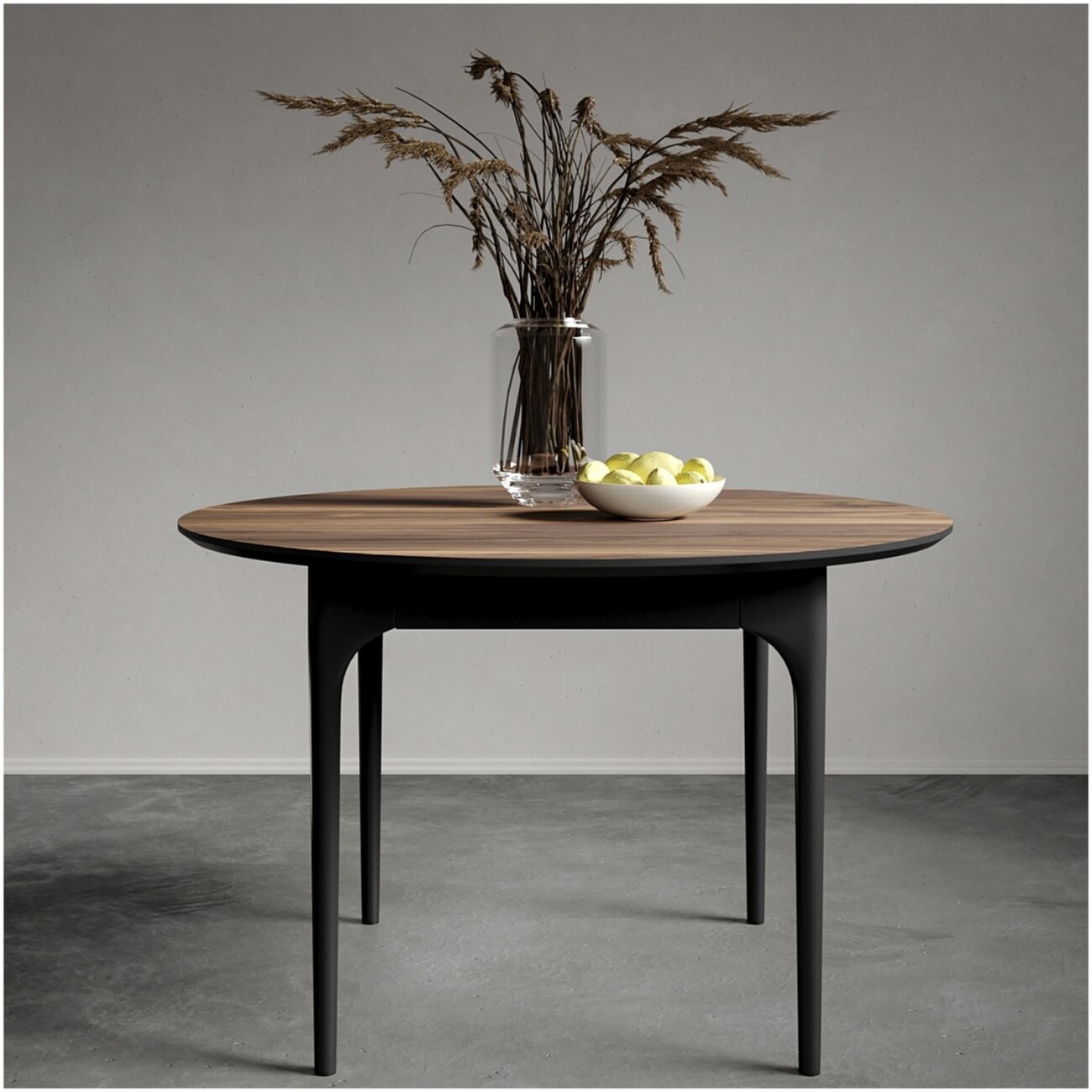 Стол обеденный круглый 120 см шпон ореха коричневый, черный Климт - изображение 2