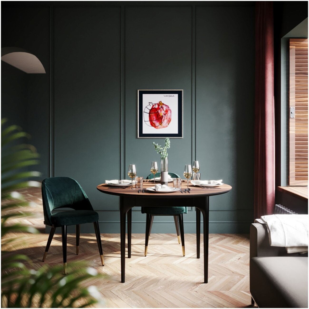 Стол обеденный круглый 120 см шпон ореха коричневый, черный Климт - изображение 3