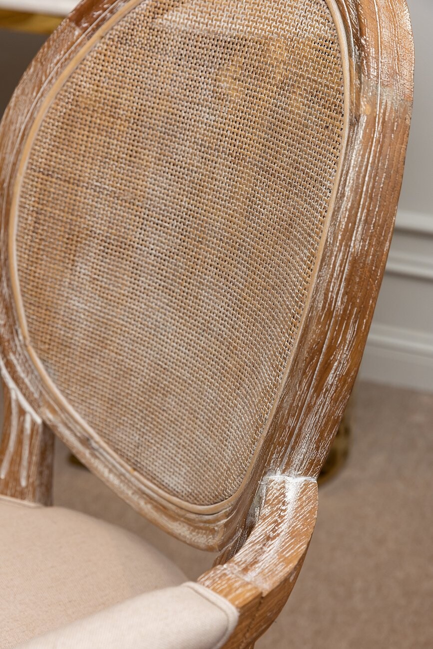 Кресло с деревянными подлокотниками кремовый лен Vintage French Round - изображение 4