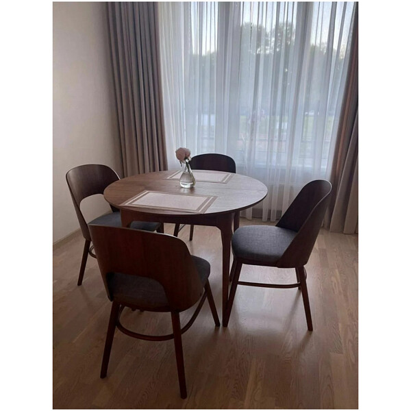 Стол обеденный круглый 130 см шпон дерева коричневый Климт - изображение 1