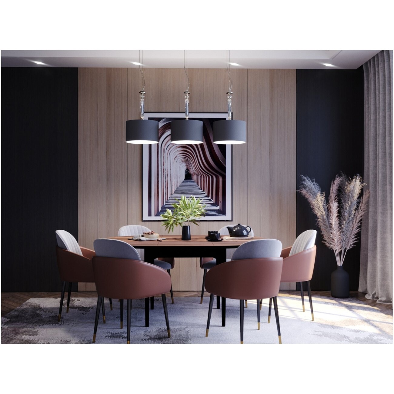 Стол-трансформер обеденный круглый 120-150 см шпон дерева коричневый, черный Климт - изображение 4