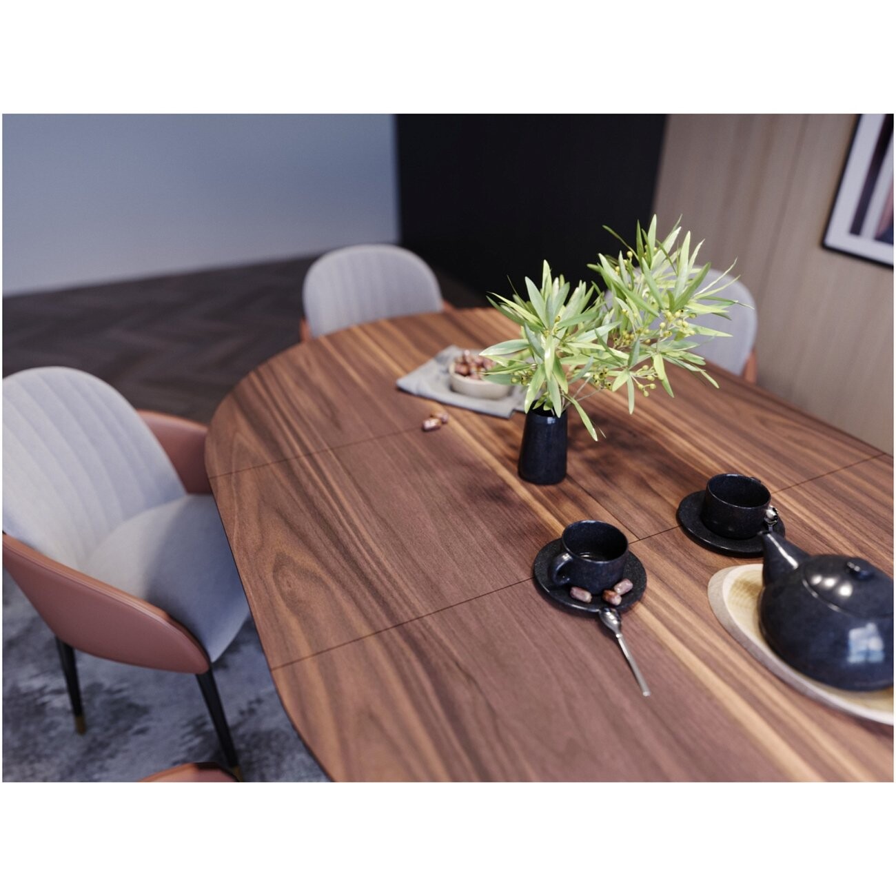 Стол-трансформер обеденный круглый 130-160 см HPL clean touch коричневый, черный Климт - изображение 3