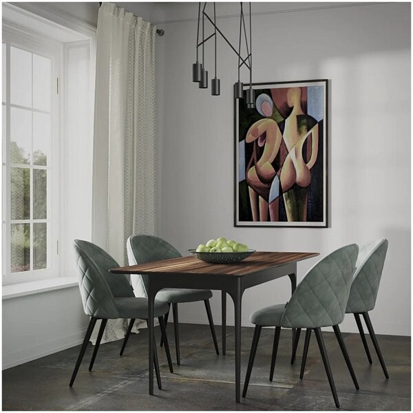 Стол обеденный прямоугольный 140х80 см шпон ореха коричневый, черный Климт - изображение 1