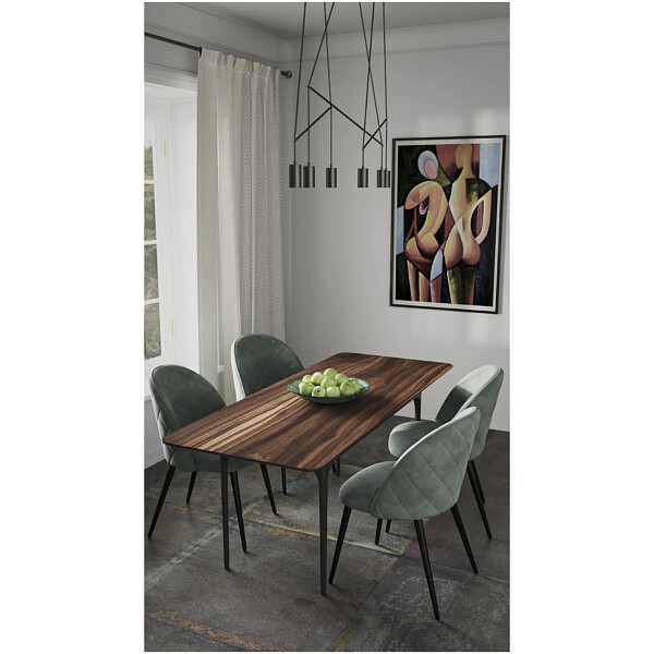 Стол обеденный прямоугольный 140х80 см  HPL clean touch коричневый, черный Климт - изображение 1