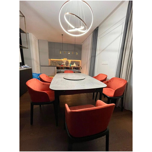 Стол обеденный прямоугольный 140х80 см шпон ореха серый мрамор, черный Климт - изображение 1