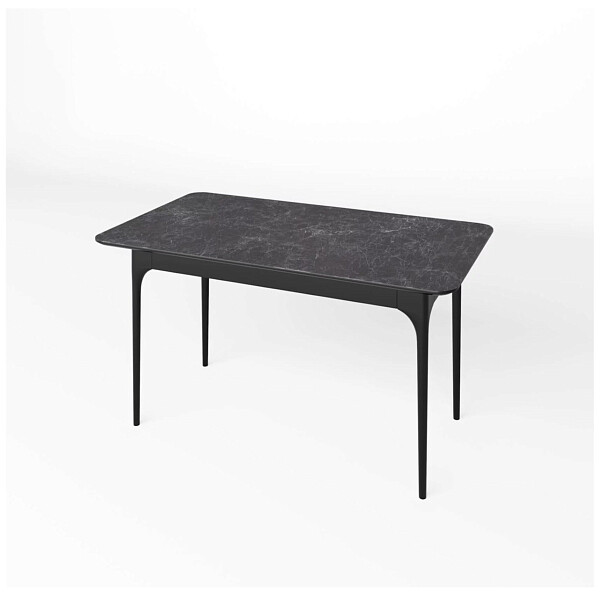 Стол обеденный прямоугольный 120х80 см шпон ореха черный мрамор Климт - изображение 1