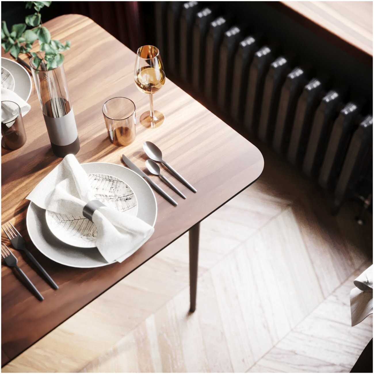 Стол-трансформер обеденный прямоугольный 140-180х80 см шпон ореха коричневый, черный Климт - изображение 3