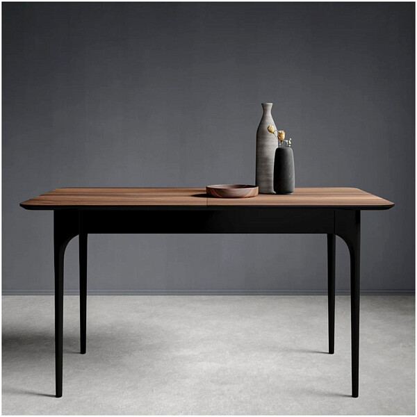 Стол-трансформер обеденный прямоугольный 140-180х80 см  HPL коричневый, черный Климт - изображение 1