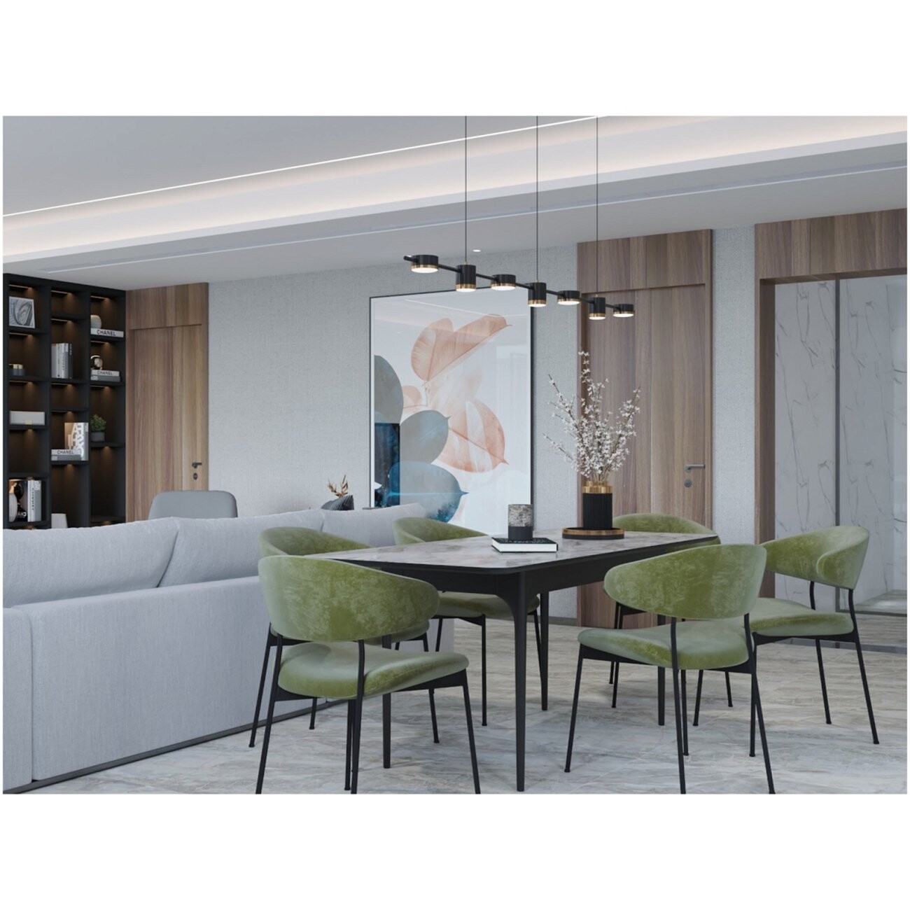 Стол-трансформер обеденный прямоугольный 120-160х80 см  керамика белый мрамор, черный Климт - изображение 6