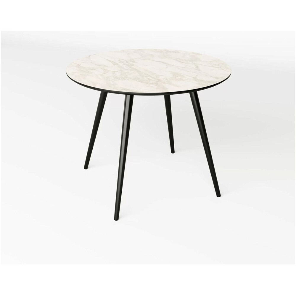 Стол обеденный круглый 80 см HPL белый мрамор, черный Смит - купить за ...