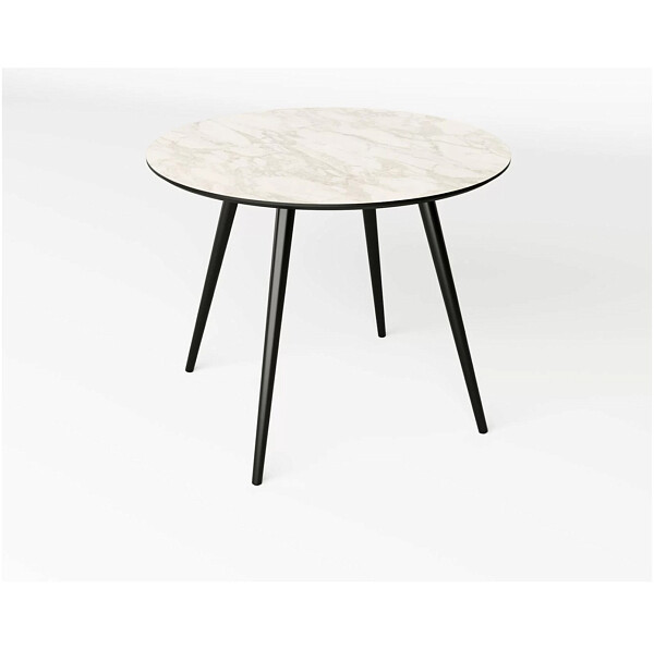 Стол обеденный круглый 120 см керамика белый мрамор, черный Смит - изображение 1