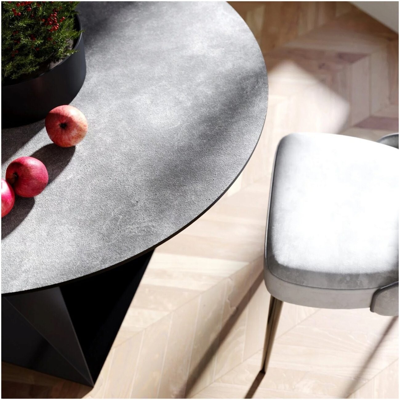 Стол обеденный круглый 130 см шпон ореха черный мрамор Стелла - изображение 5