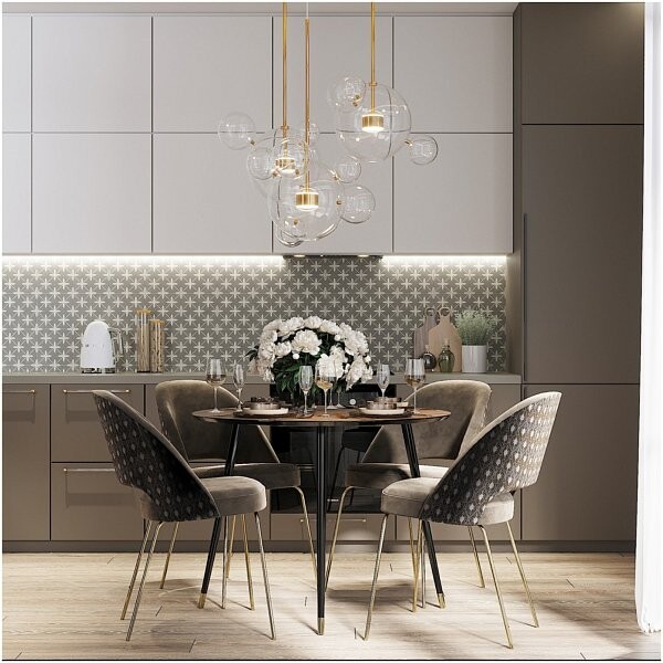 Стол обеденный круглый 130 см керамика коричневый, черный с золотом Смит - изображение 1