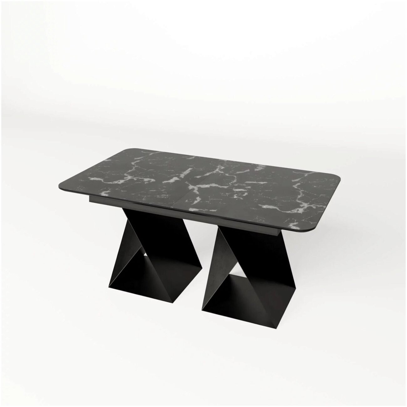 Стол-трансформер обеденный прямоугольный 140-170х80 см шпон ореха черный мрамор Стелла - изображение 2