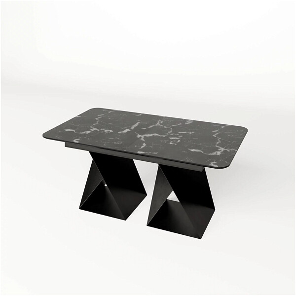 Стол-трансформер обеденный прямоугольный 160-190х80 см HPL clean touch черный мрамор Стелла - изображение 1