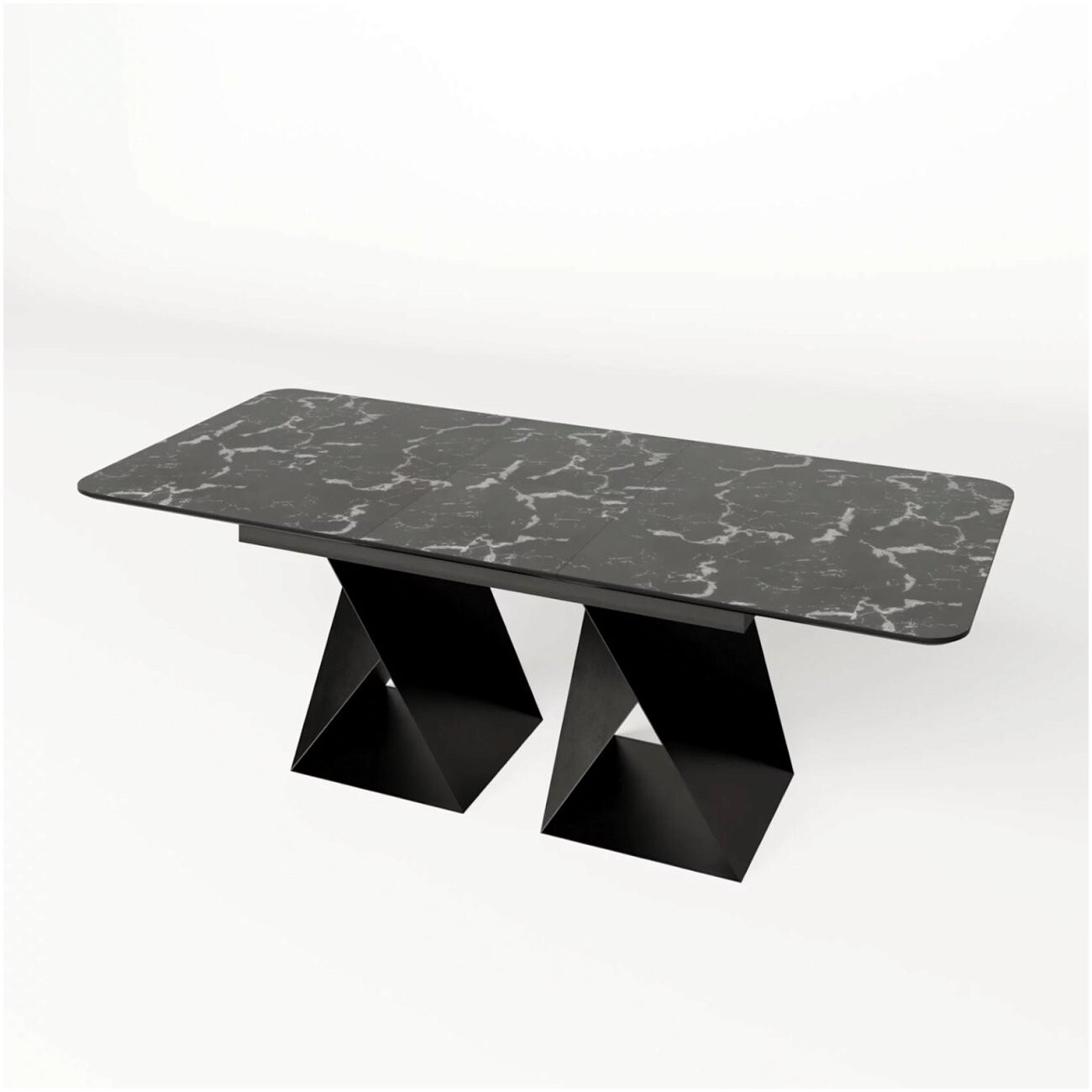 Стол-трансформер обеденный прямоугольный 160-190х80 см HPL clean touch черный мрамор Стелла - изображение 2