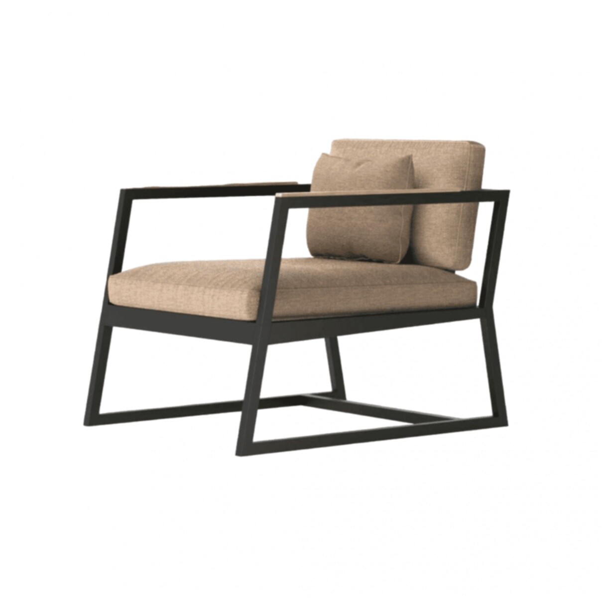 Кресло на металлическом каркасе с подлокотниками для дома