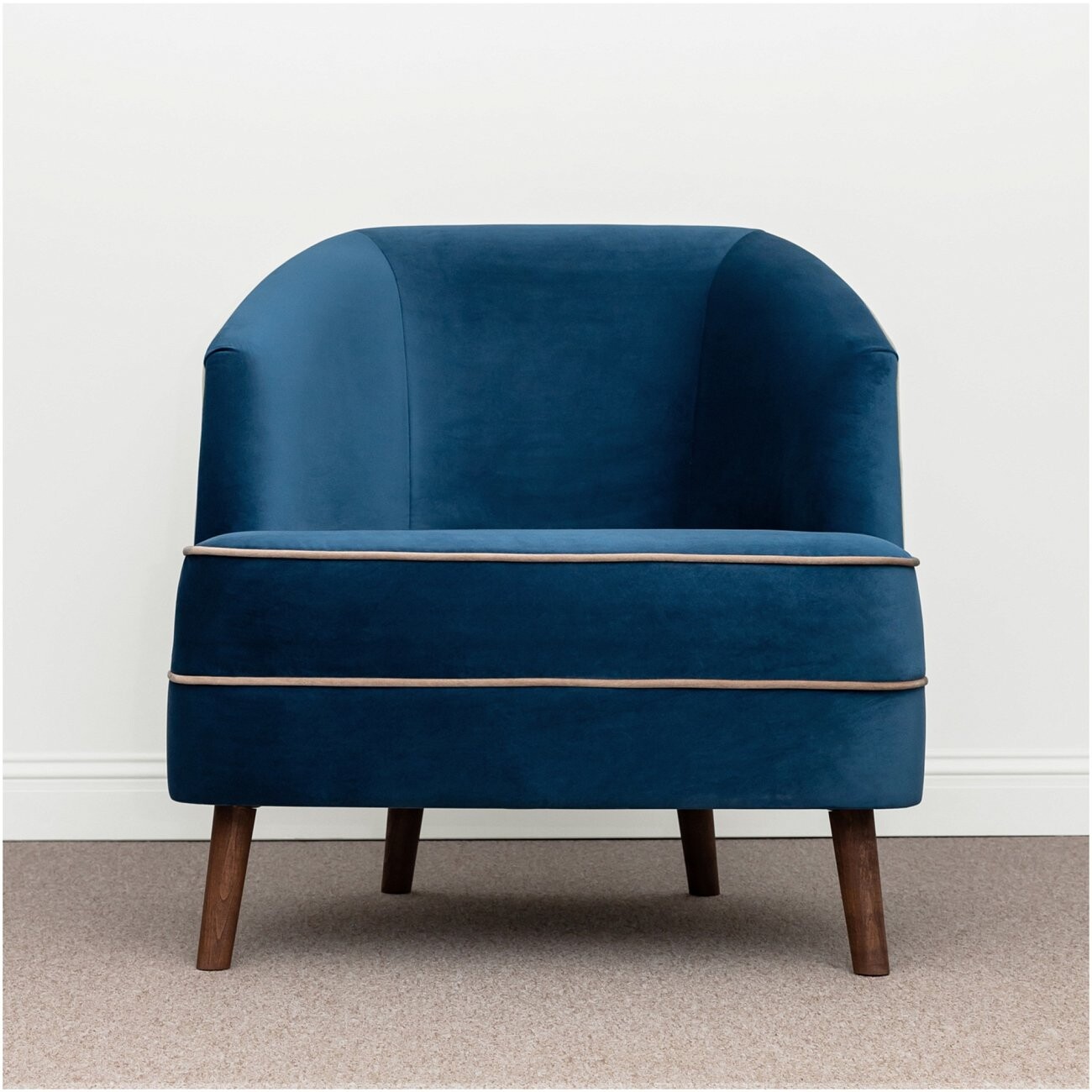 Кресло мягкое на деревянных ножках синее "Окланд" - изображение 4