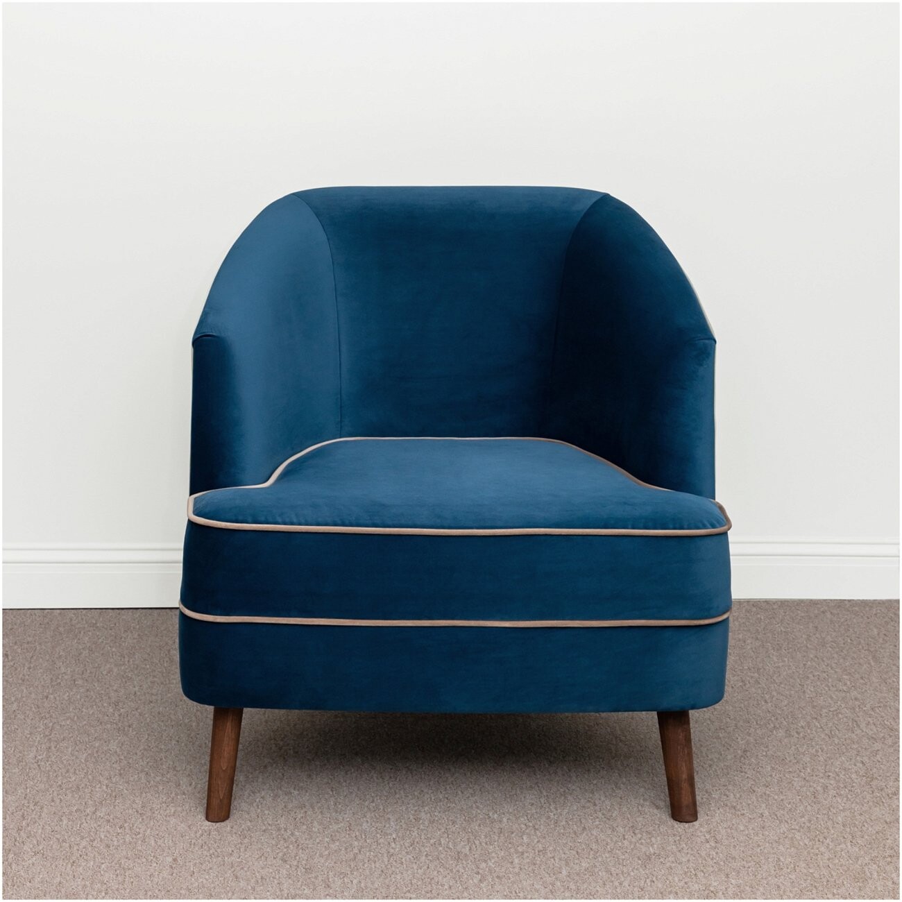 Кресло мягкое на деревянных ножках синее "Окланд" - изображение 5