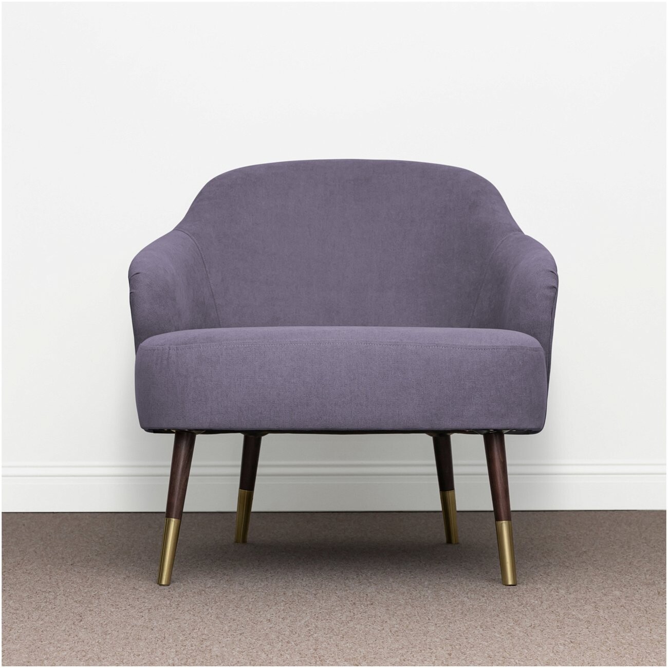 Кресло мягкое с подлокотниками на деревянных ножках сиреневое Karin - изображение 2