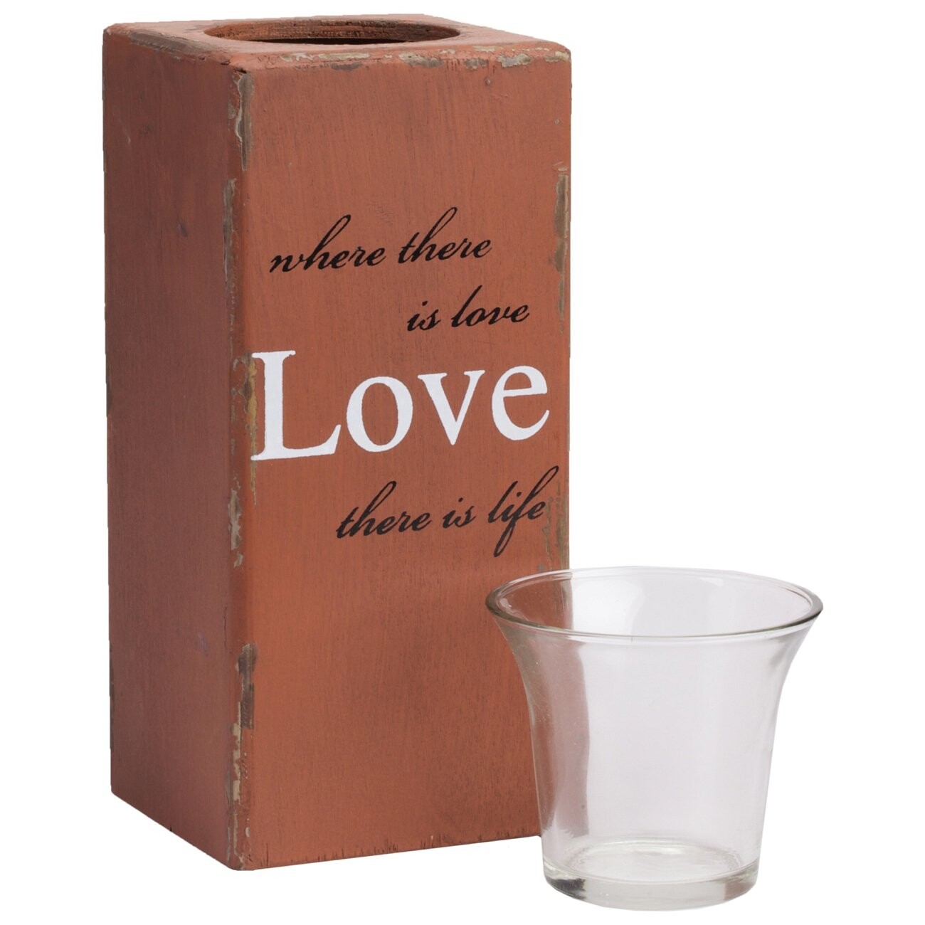 Подсвечник деревянный красный "Любовь есть жизнь" Provence Orange - изображение 2