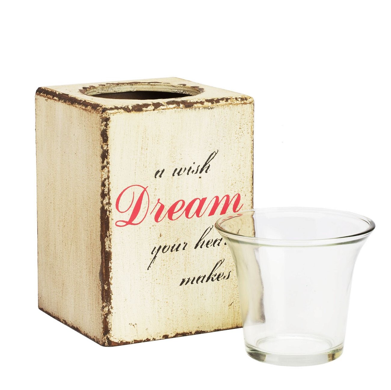 Подсвечник деревянный бежевый со стеклом "Мечта твоего сердца" Provence Cream - изображение 2