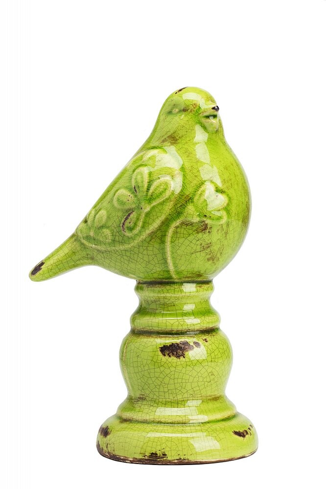 Статуэтка декоративная керамическая 26х11,5 см оливковая Olive Bird on Sphere