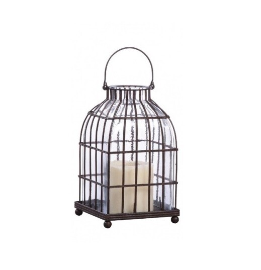 Подсвечник-фонарь металлический коричневый "Клетка" Bird in Cage II