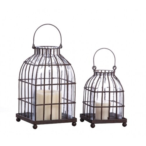 Подсвечник-фонарь металлический коричневый "Клетка" Bird in Cage II