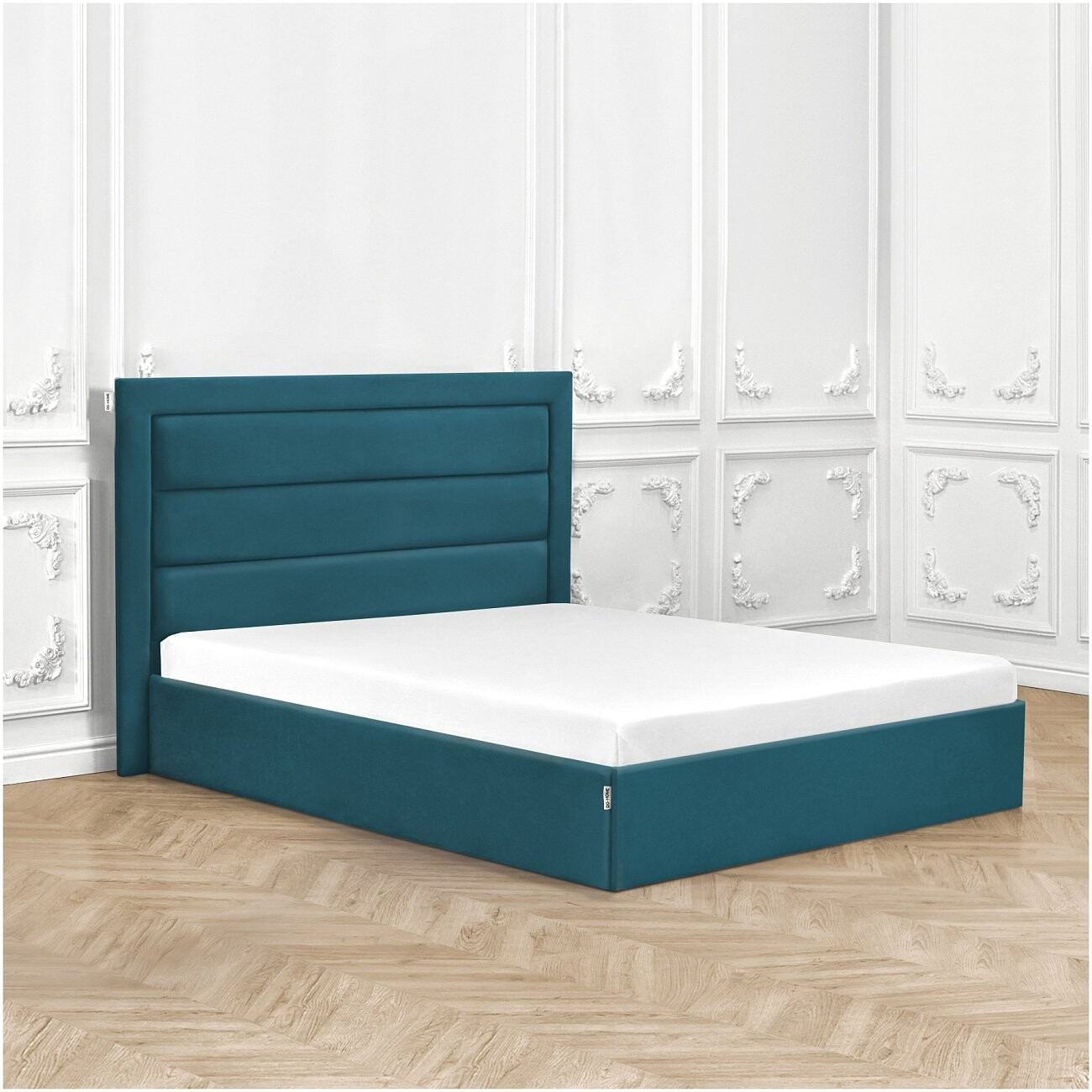 Кровать двуспальная с подъемным механизмом и ящиком для белья 180х200 изумрудная Luna - изображение 7