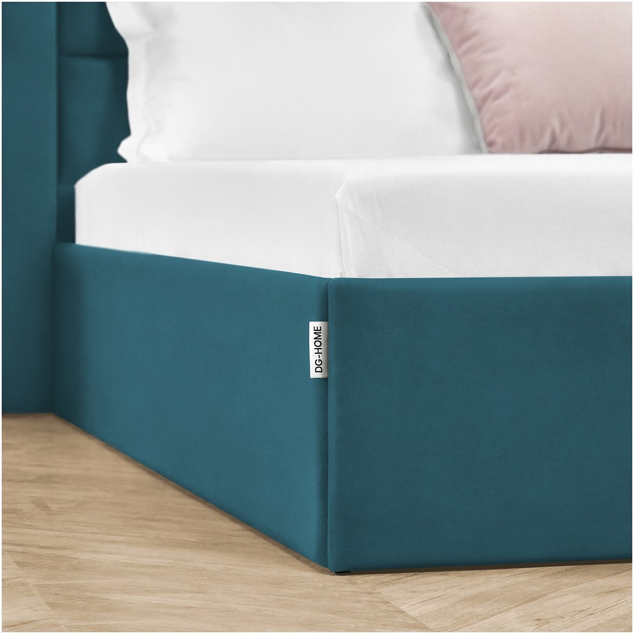 Кровать евро с подъемным механизмом и ящиком для белья 200х200 изумрудная Luna - изображение 10