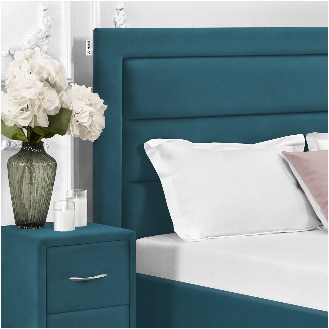 Кровать евро с подъемным механизмом и ящиком для белья 200х200 изумрудная Luna - изображение 4