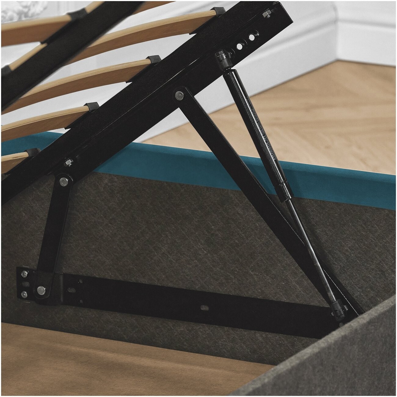 Кровать евро с подъемным механизмом и ящиком для белья 200х200 изумрудная Luna - изображение 9