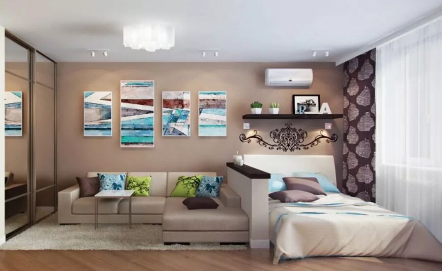 Как расположить диван и кровать в комнате: варианты расстановки в маленькойи большой гостиной, фото дизайна интерьеров