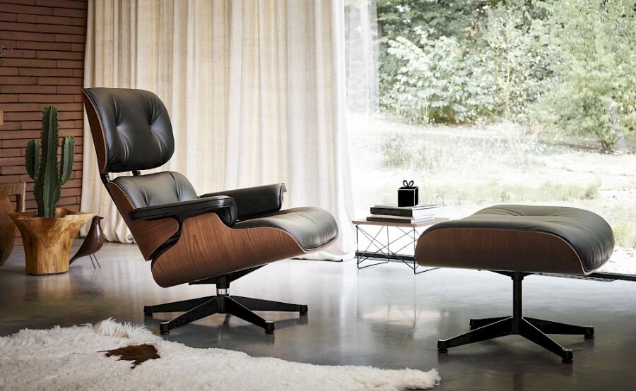 Кресло eames lounge с оттоманкой