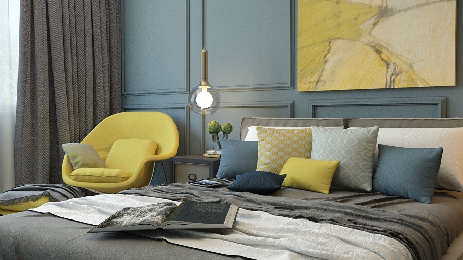 Дизайн желтой спальни