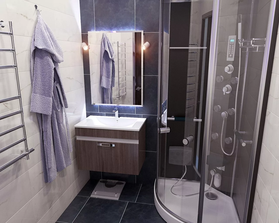Ванная комната с душевой кабиной: 50 фото дизайна
