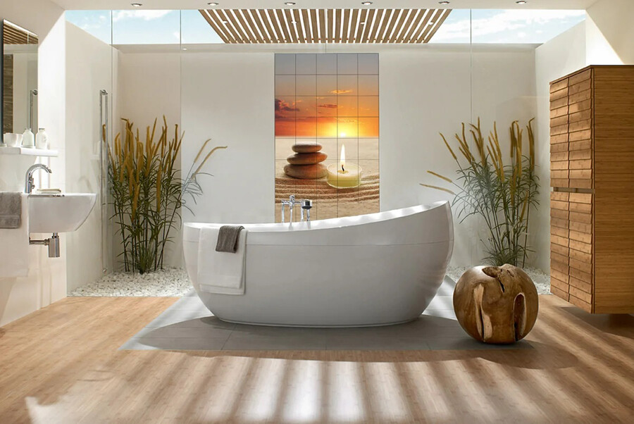 фото отдельно стоящей ванны в интерьере