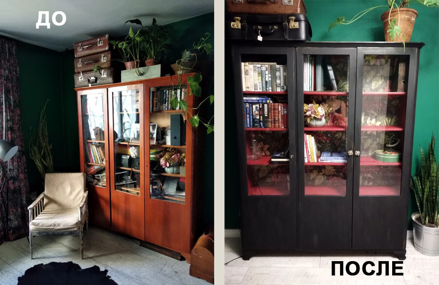 Советская мебель до и после переделки. Поверить не могу, что это старый серв�ант!