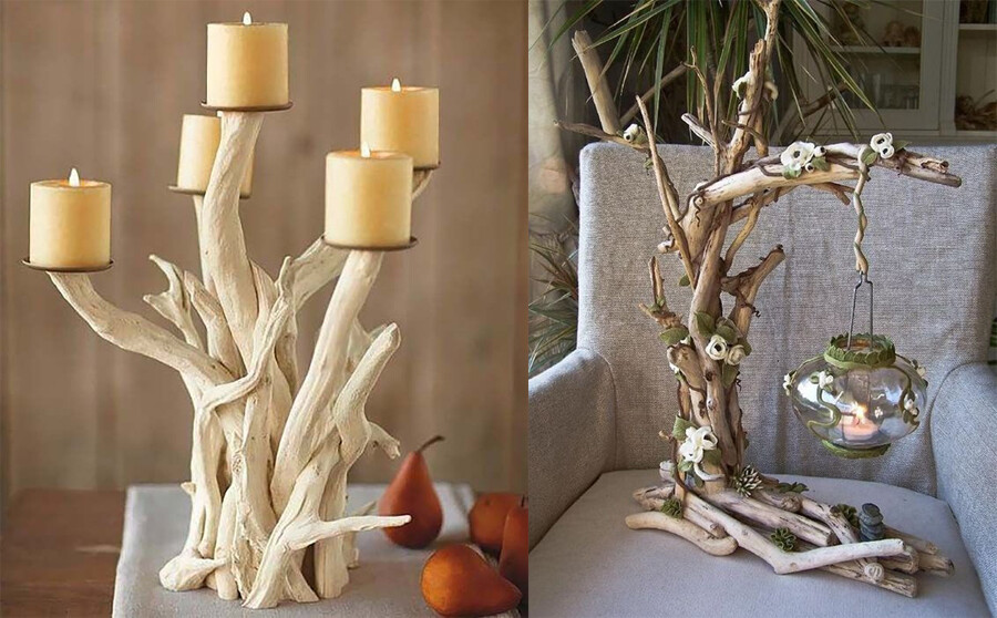 Подсвечники из коряг