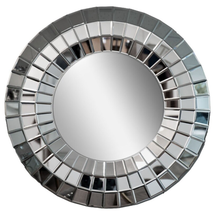 Зеркало круглое настенное в раме из зеркальных элементов 80 см