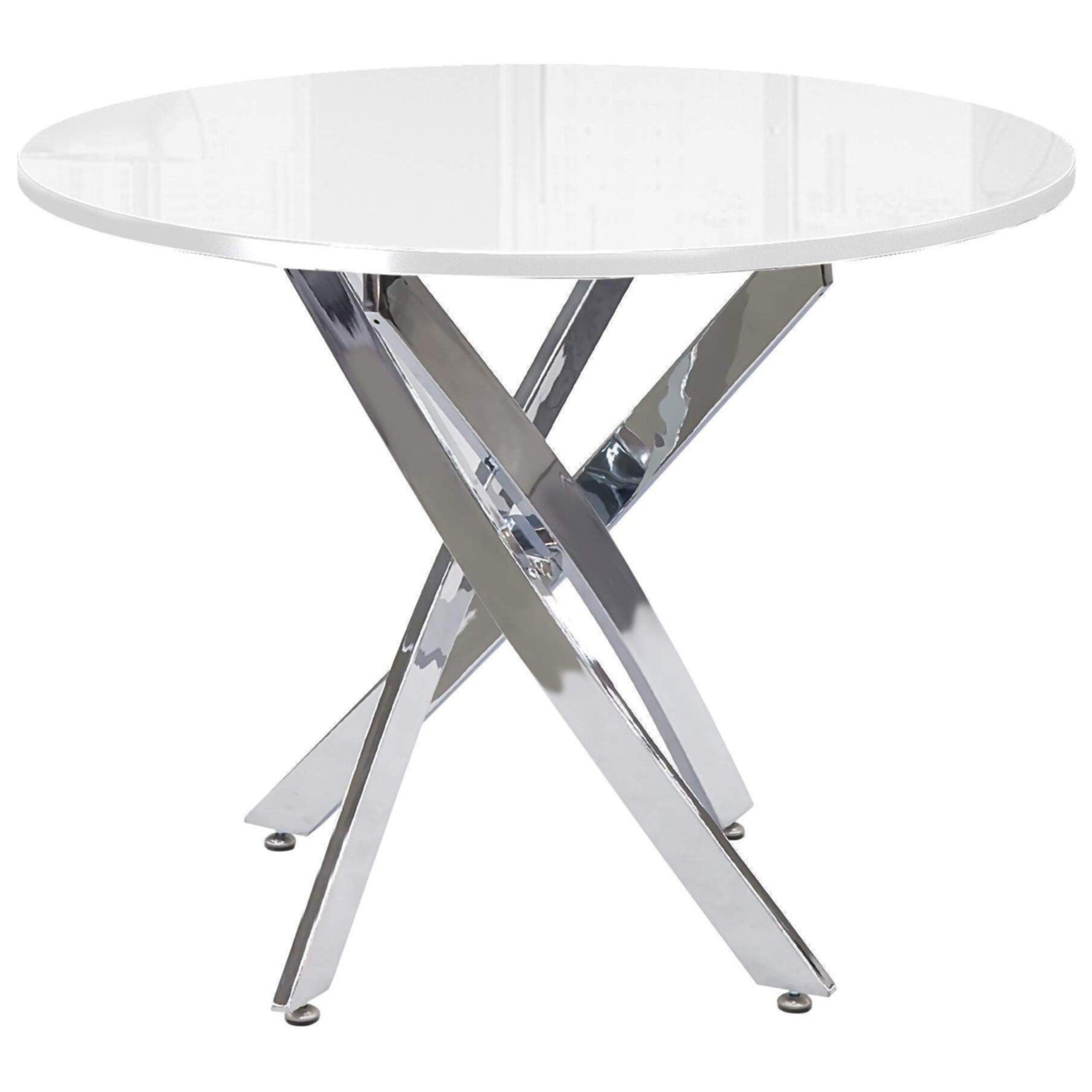 Обеденный стол круглый белый, хром RS90 R90