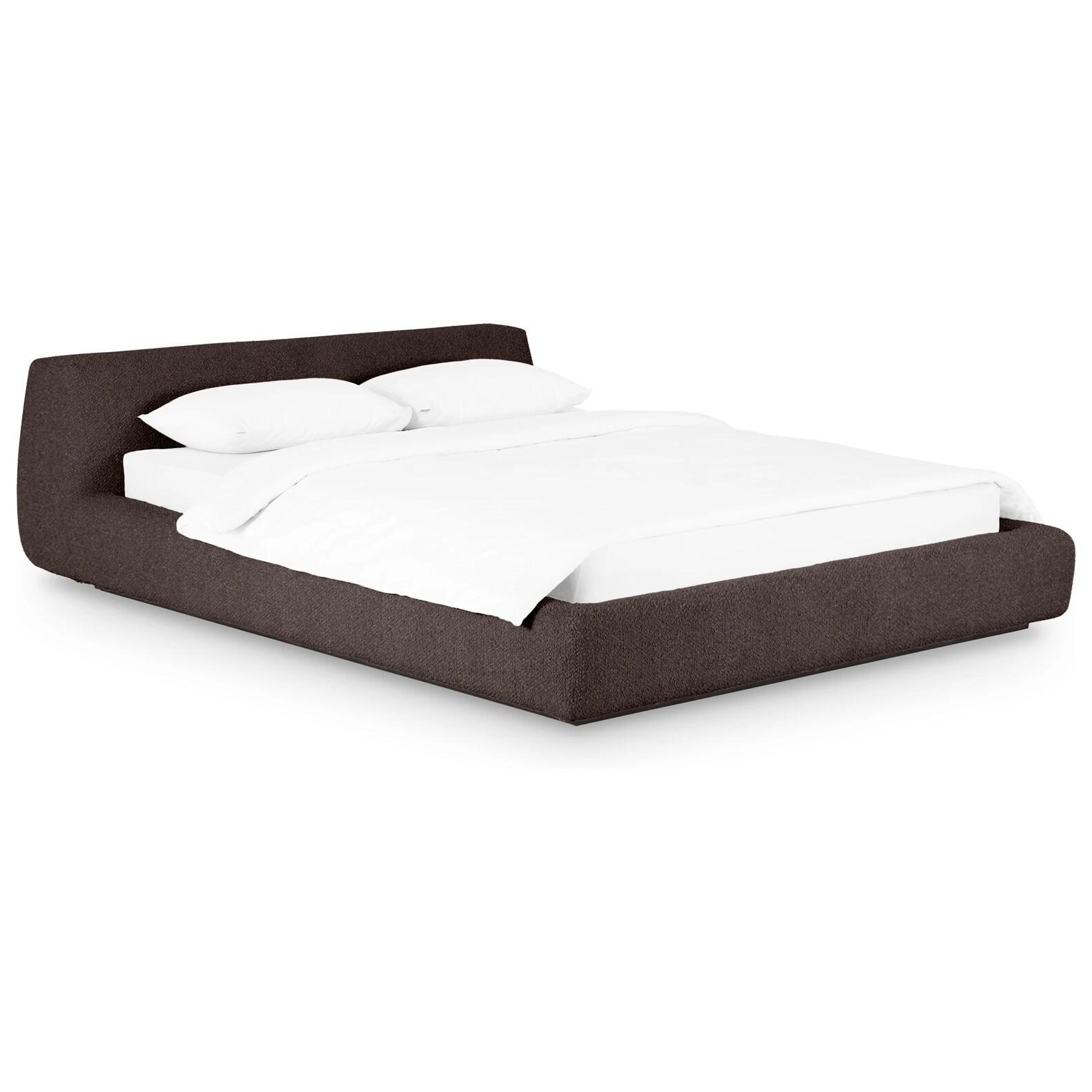 Кровать двуспальная со съемным чехлом букле 160х200 см коричневая Vatta Buckle brown