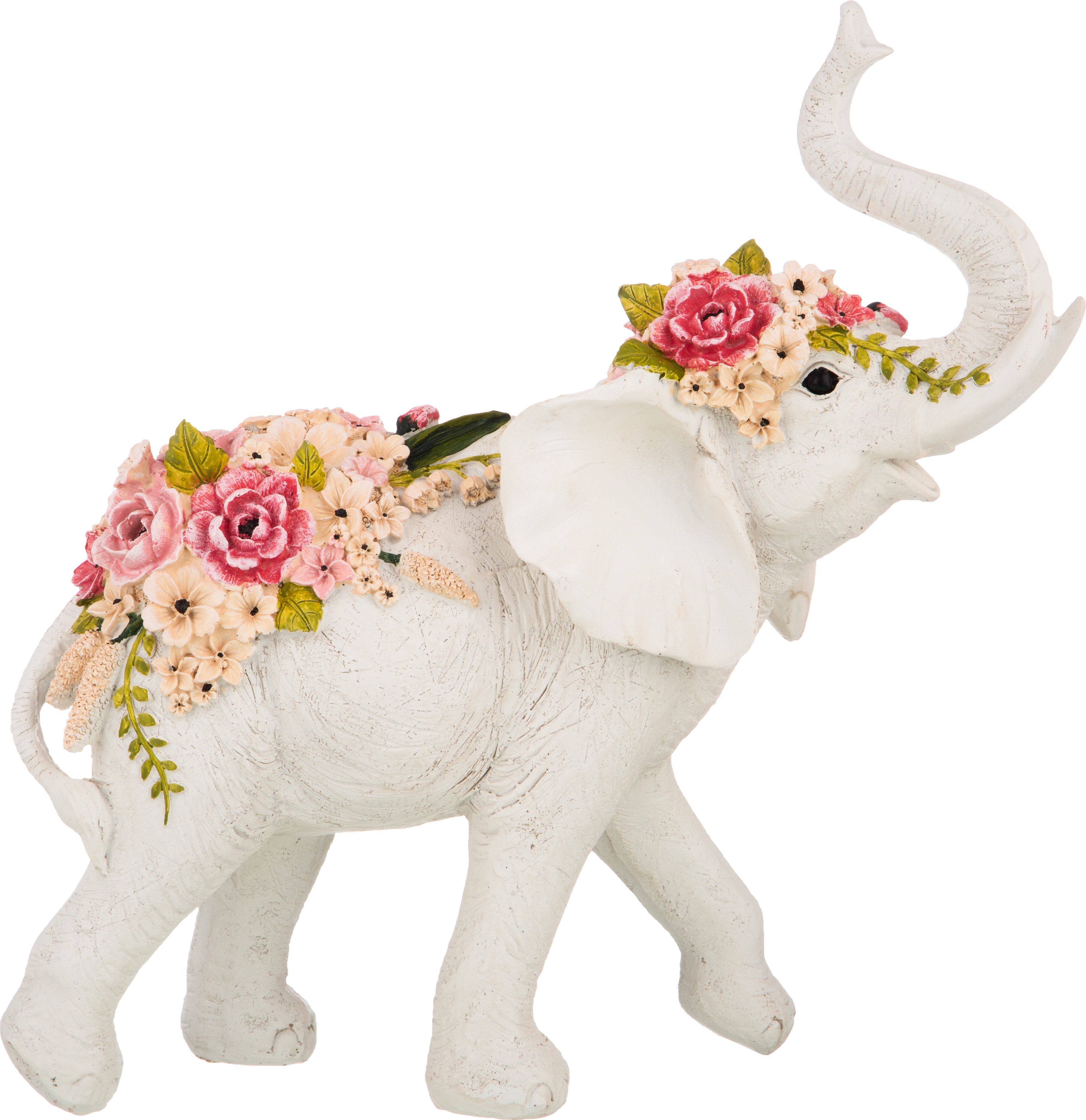Статуэтка декоративная 35 см бело-розовая &quot;Слон. Flower Fantasy&quot;