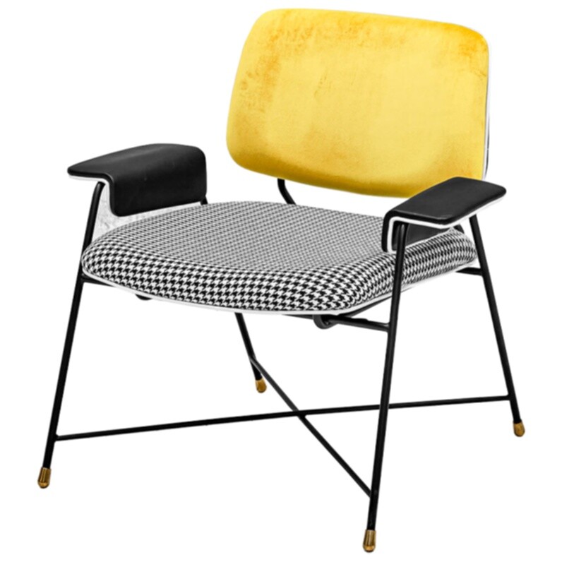 Стул обеденный с мягкой спинкой черно-белый, желтый Bauhaus