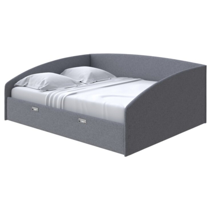 Кровать двуспальная 160x200 см ткань искусственная шерсть, лама темно-серая Bono
